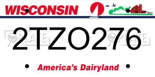2TZO276 Wisconsin License Plate
