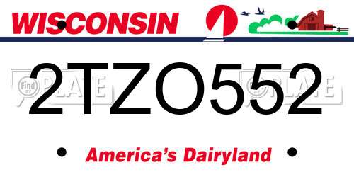 2TZO552 Wisconsin License Plate