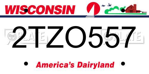 2TZO557 Wisconsin License Plate