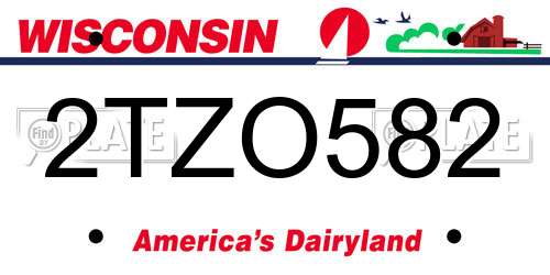 2TZO582 Wisconsin License Plate