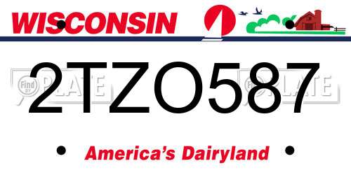 2TZO587 Wisconsin License Plate