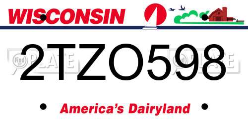 2TZO598 Wisconsin License Plate