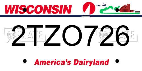 2TZO726 Wisconsin License Plate