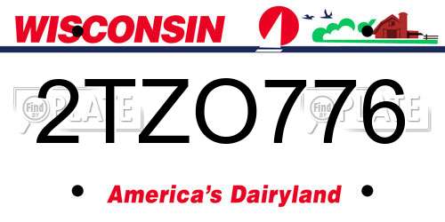 2TZO776 Wisconsin License Plate