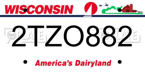 2TZO882 Wisconsin License Plate