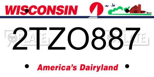 2TZO887 Wisconsin License Plate