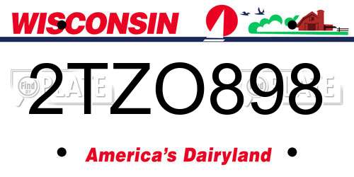 2TZO898 Wisconsin License Plate