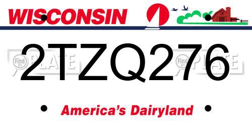 2TZQ276 Wisconsin License Plate