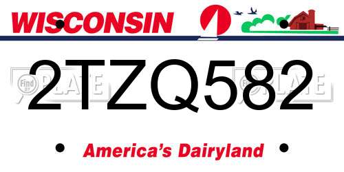 2TZQ582 Wisconsin License Plate