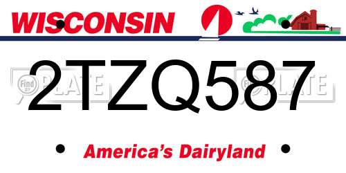 2TZQ587 Wisconsin License Plate