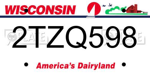 2TZQ598 Wisconsin License Plate