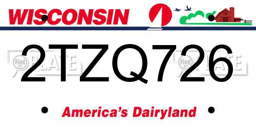2TZQ726 Wisconsin License Plate