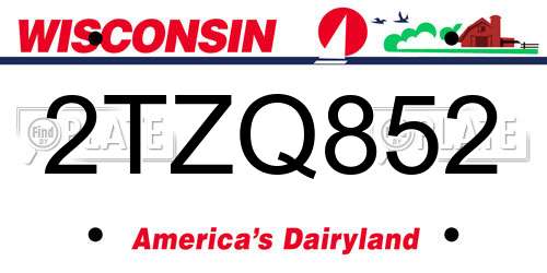 2TZQ852 Wisconsin License Plate