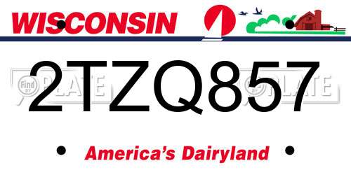 2TZQ857 Wisconsin License Plate