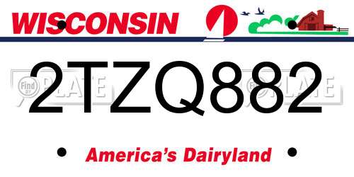 2TZQ882 Wisconsin License Plate