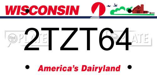 2TZT64 Wisconsin License Plate