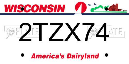 2TZX74 Wisconsin License Plate