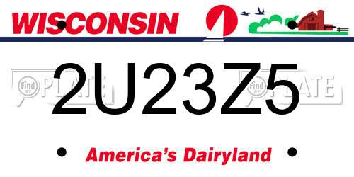 2U23Z5 Wisconsin License Plate