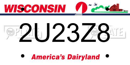 2U23Z8 Wisconsin License Plate