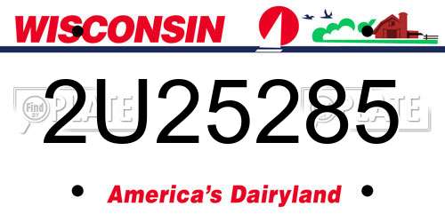 2U25285 Wisconsin License Plate