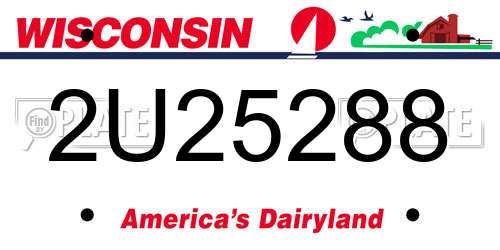 2U25288 Wisconsin License Plate