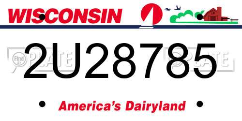 2U28785 Wisconsin License Plate