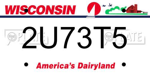2U73T5 Wisconsin License Plate
