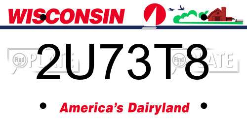 2U73T8 Wisconsin License Plate