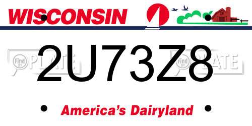 2U73Z8 Wisconsin License Plate