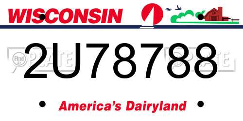 2U78788 Wisconsin License Plate