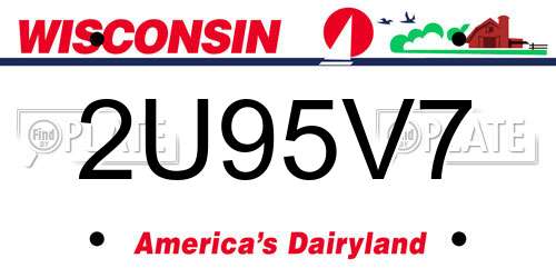 2U95V7 Wisconsin License Plate