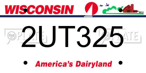 2UT325 Wisconsin License Plate