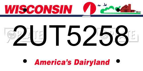 2UT5258 Wisconsin License Plate