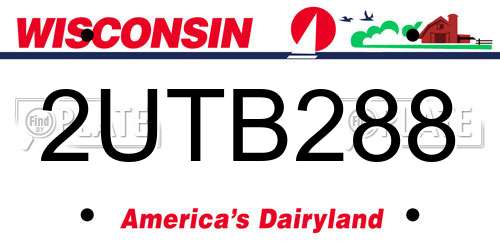 2UTB288 Wisconsin License Plate