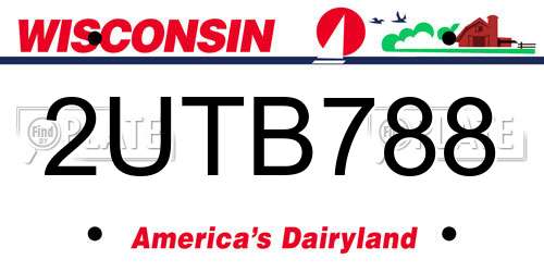 2UTB788 Wisconsin License Plate