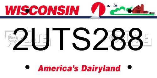2UTS288 Wisconsin License Plate