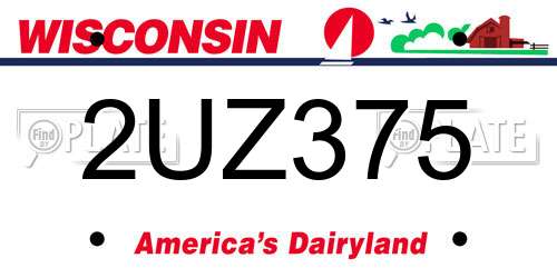 2UZ375 Wisconsin License Plate