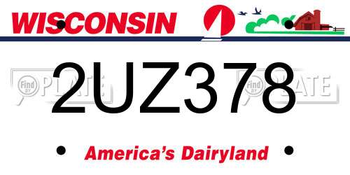 2UZ378 Wisconsin License Plate