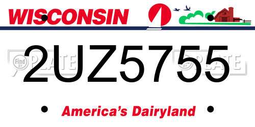 2UZ5755 Wisconsin License Plate