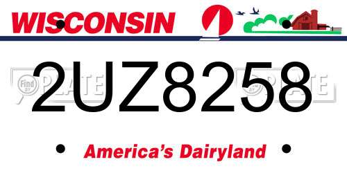 2UZ8258 Wisconsin License Plate