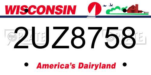2UZ8758 Wisconsin License Plate