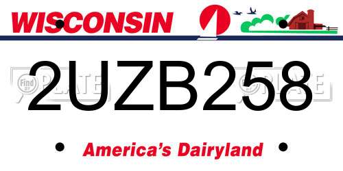 2UZB258 Wisconsin License Plate