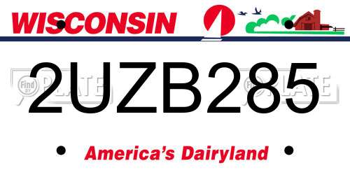 2UZB285 Wisconsin License Plate