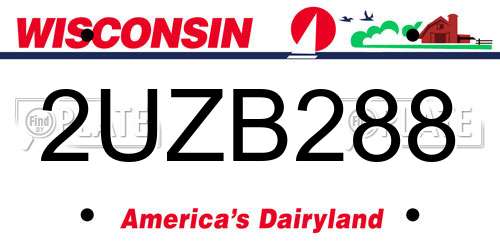 2UZB288 Wisconsin License Plate