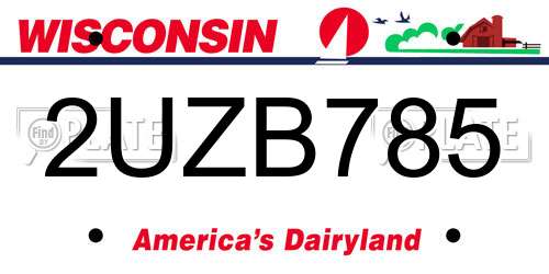 2UZB785 Wisconsin License Plate