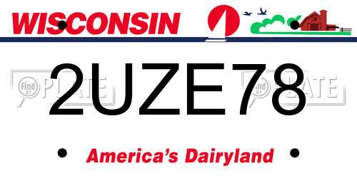 2UZE78 Wisconsin License Plate