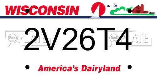 2V26T4 Wisconsin License Plate