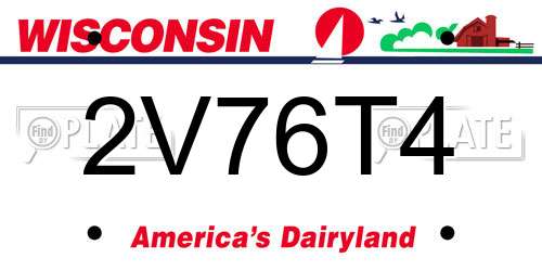 2V76T4 Wisconsin License Plate