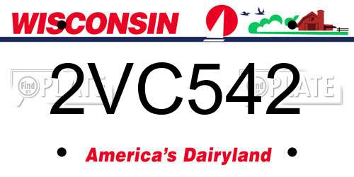 2VC542 Wisconsin License Plate