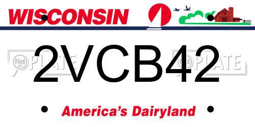 2VCB42 Wisconsin License Plate